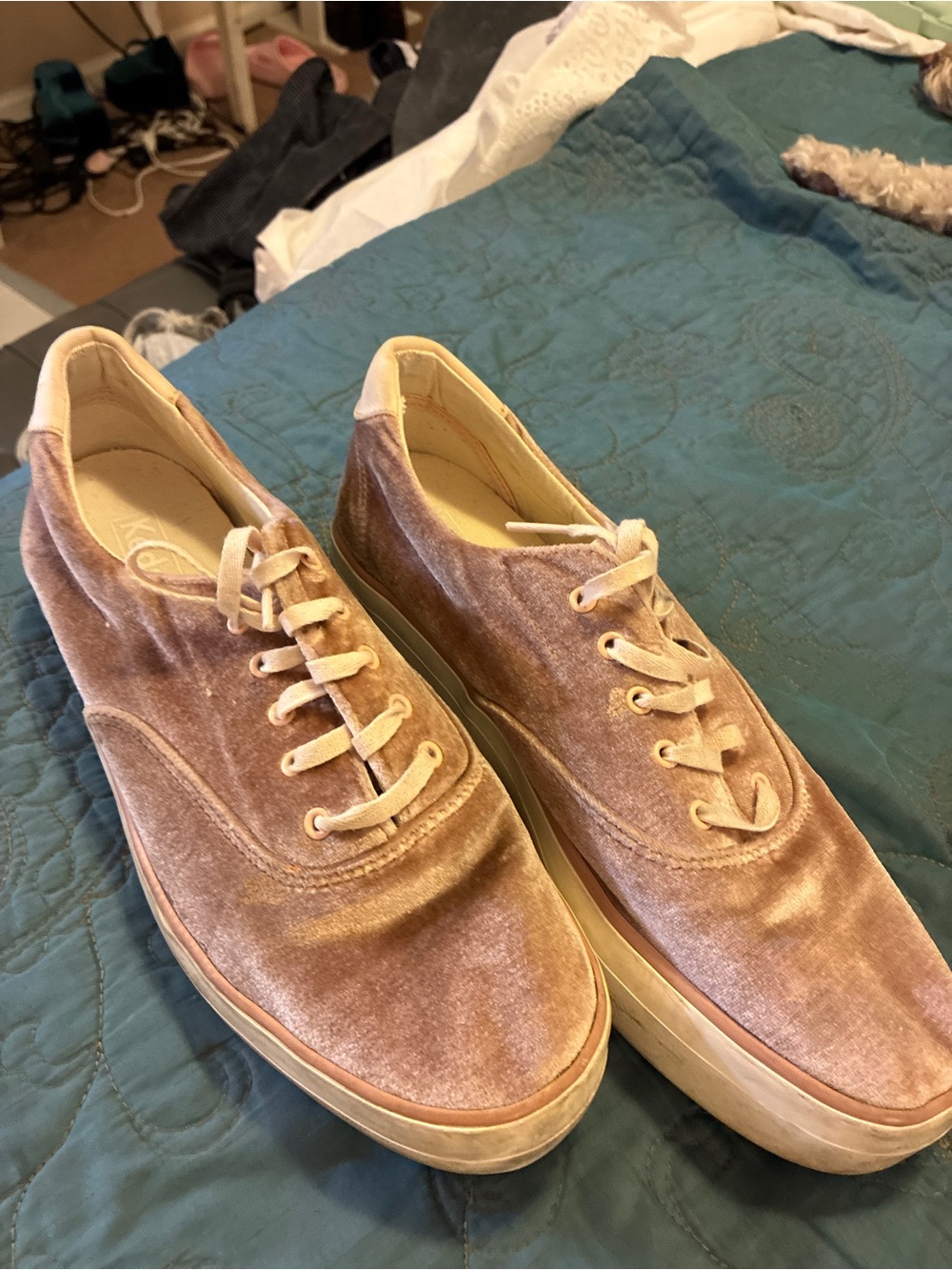Keds Velvet Low-Top Sneakers in Blush Pink
